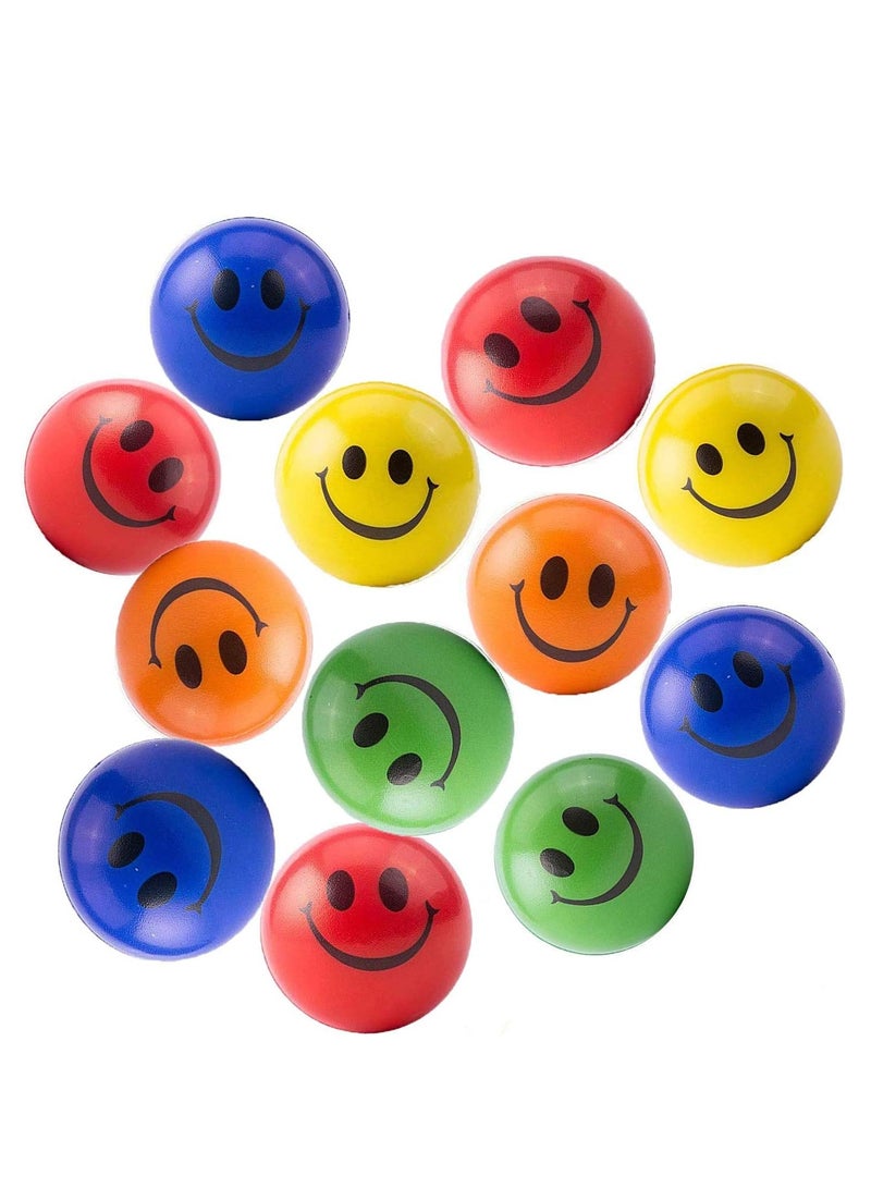 RATSAW Neon Colored Smile Funny Face Stress Ball - Happy Smile Face Squishies Toys Stress Balls Bulk Pack of 12 Relaxable 2.5" Stress Relief Smile Squeeze Balls Fun Toys - Image 1