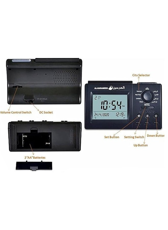 Aralifes Digital Azan Table Alarm Clock Black 15x9.5cm  - Image 3