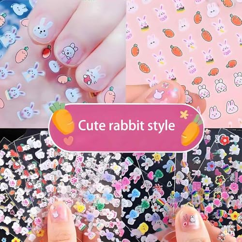 XFSAFDM 60 Sheets Nail Stickers, Nail Art Stickers for Kids, Cute Cartoon Nail Decals for Girls, DIY Nails Art Kit for Creative and Self Expression - Image 2