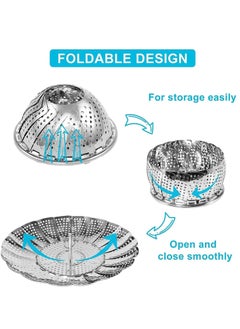Arabest Steamer Basket, Stainless Steel Steamer Basket with Removable Handle, Collapsible Steaming Basket Fits Various Pots and Pans(Large)  - Image 3