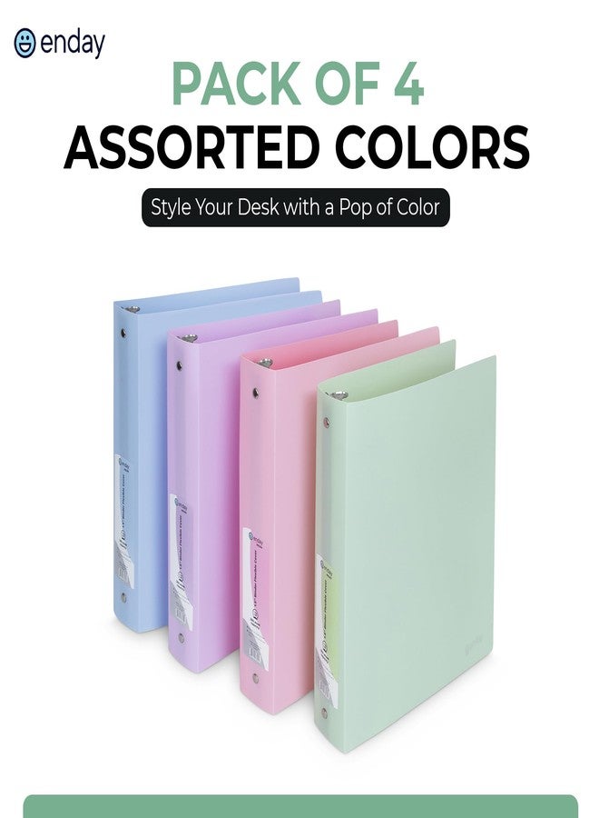 Enday 3 Ring Binder 1.5 inch (4 Pack) Pastel Flexible Binders Round Ring with Pocket, Holds 280 Sheets, for Home and School Supplies in Blue, Purple, Pink and Green - by Enday - Image 2