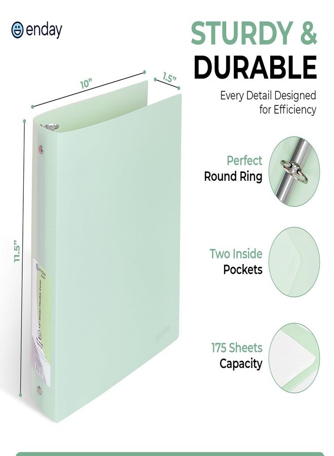 Enday 3 Ring Binder 1.5 inch (4 Pack) Pastel Flexible Binders Round Ring with Pocket, Holds 280 Sheets, for Home and School Supplies in Blue, Purple, Pink and Green - by Enday - Image 3