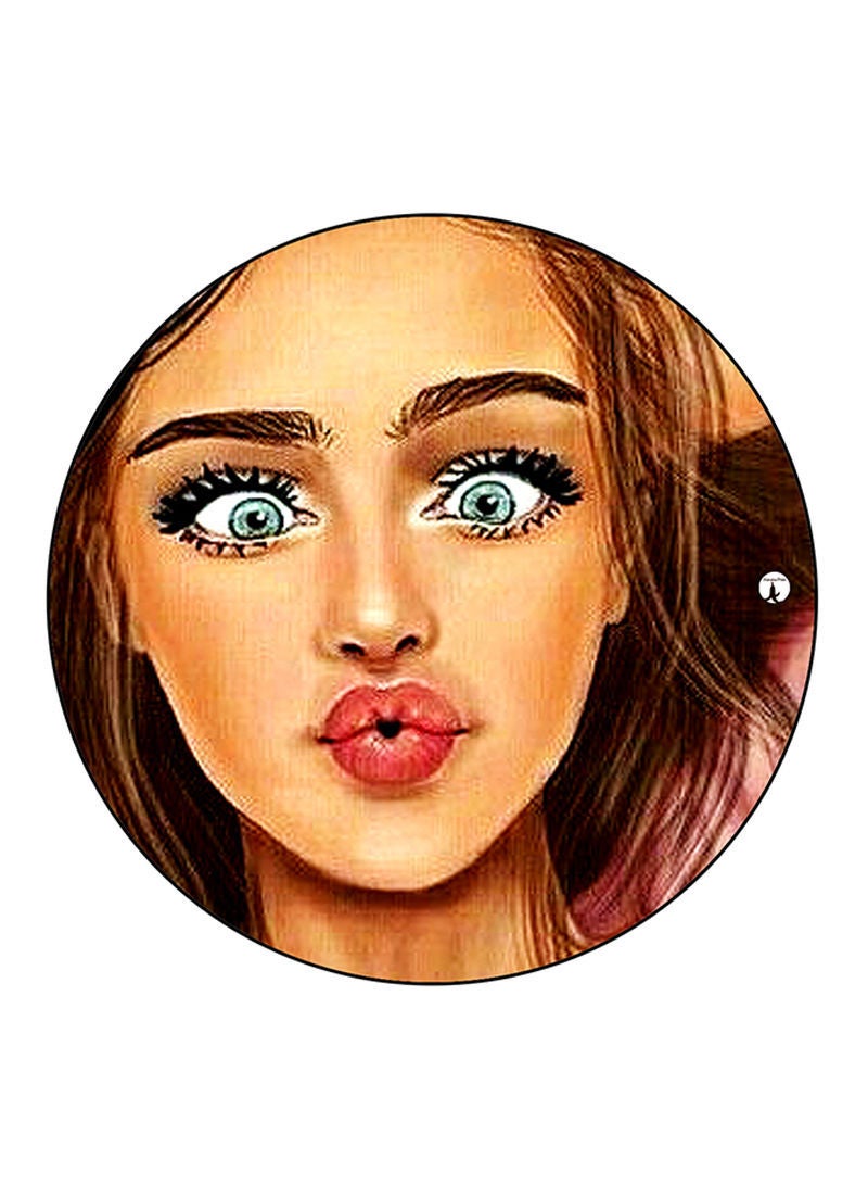 RKN Girl Printed Mouse Pad  Round  Multicolour