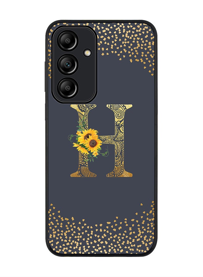 Stylizedd Rugged Black Edge Case for Samsung Galaxy A55, Slim fit Case Cover- Custom Monogram Initial Letter Mandala Floral Pattern Alphabet - H(Grey) - Image 1