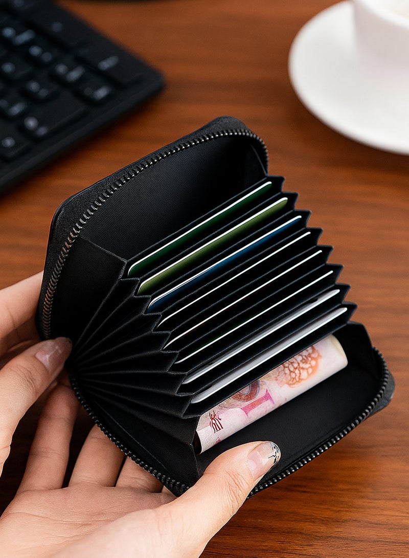 HORSE Imperia Zip Card Wallet - Stylish Faux Leather, Black, Modern Slim Design for Cards and Cash - Image 2