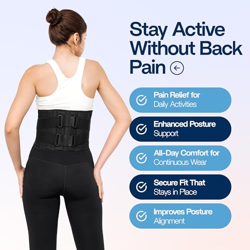 benoo Back Brace for Lower Back Pain Relief | Sciatica Lumbar Support Belt for Men & Women, Adjustable Back Support Brace for Work & Daily Use, All-Day Comfort & Heavy-Duty Compression (X-Large (43-48.9")) - Image 2