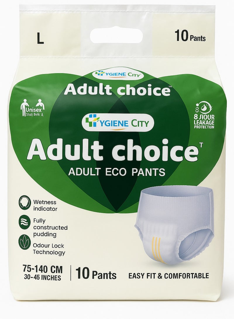 HYGIENE CITY Unisex Adult Choice Adult Diaper Eco Pant Style Diaper 10 Pieces (Size-L)