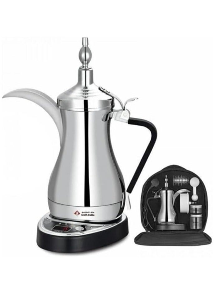 Gulf Dallah Arabic Coffee Maker 1000ml with Travel Bag GA-C94848 (Chrome/Silver) - Image 1
