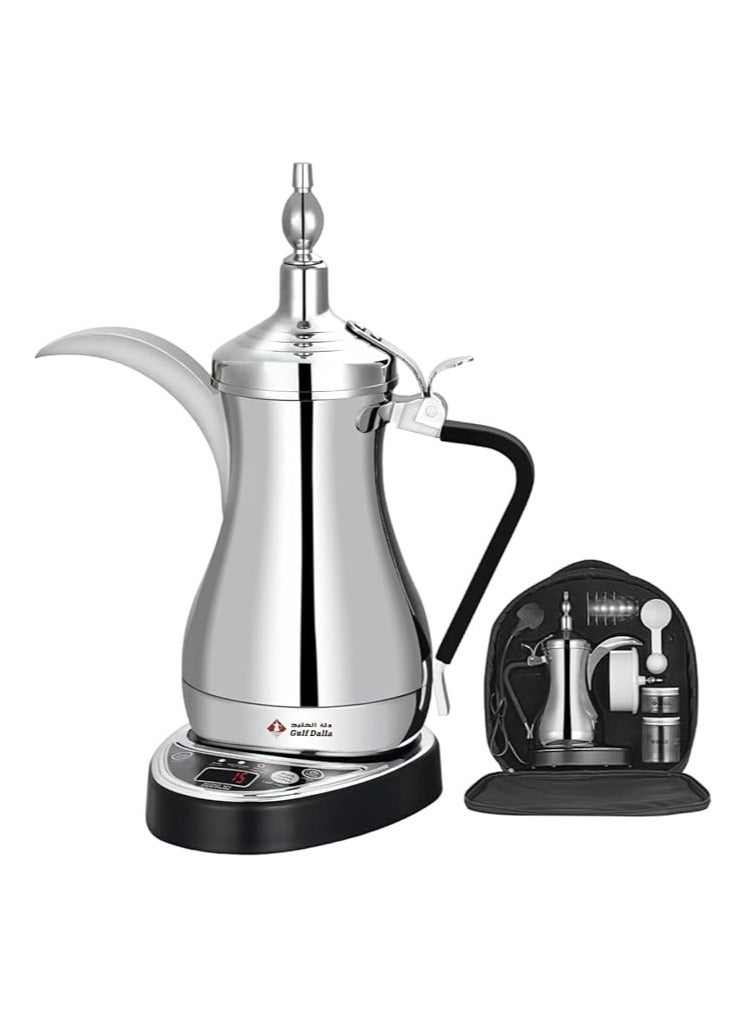 Gulf Dallah Arabic Coffee Maker 1000ml with Travel Bag GA-C94848 (Chrome/Silver) - Image 4