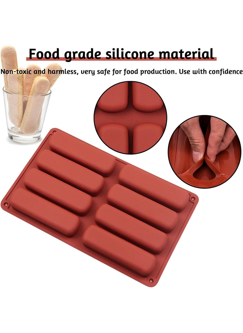 Karp Karp Hot Dog Bun Pan, 8 Cavity Long Strips Eclair Silicone Mold For Chocolate Cracker Bar Stick, Finger Biscuit, Hot Dog Bun Rolls Cake (Mix Color-1 Qty) - 18.0 X 27.0 X 3.0 Cm  - Image 5