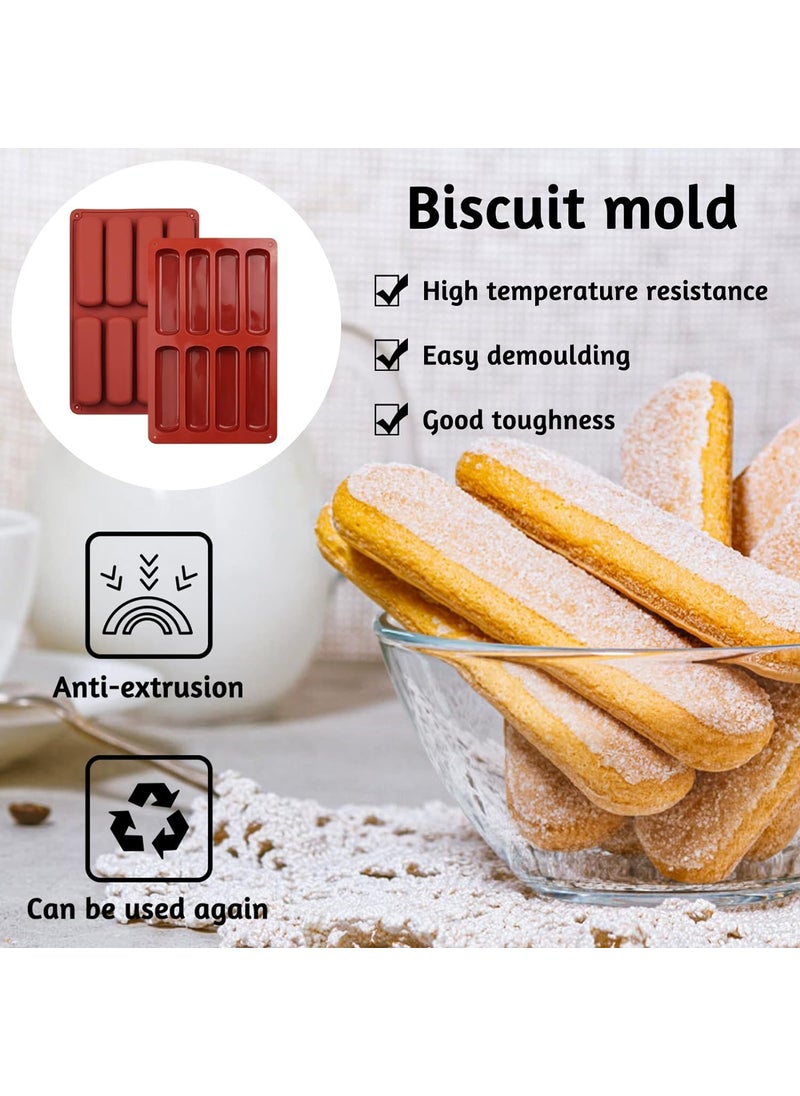 Karp Karp Hot Dog Bun Pan, 8 Cavity Long Strips Eclair Silicone Mold For Chocolate Cracker Bar Stick, Finger Biscuit, Hot Dog Bun Rolls Cake (Mix Color-1 Qty) - 18.0 X 27.0 X 3.0 Cm  - Image 4
