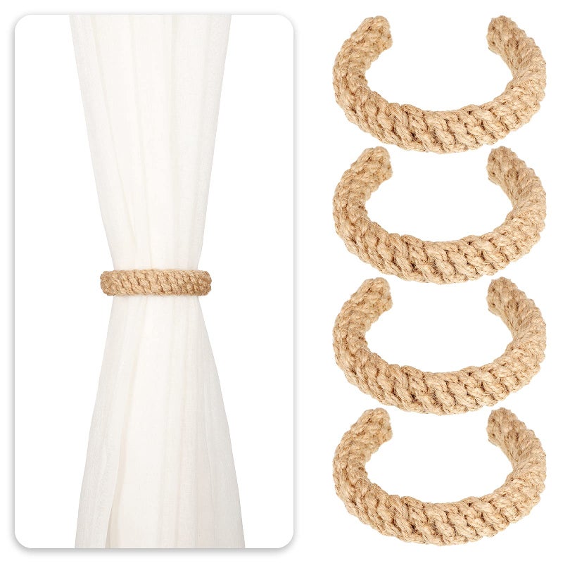 Curtain Tiebacks Rustic Curtain Holdbacks Braided Drapes Ties Handmade Tiebacks for Home Office Light Weight Drapes Decoration Supplies4 Pieces