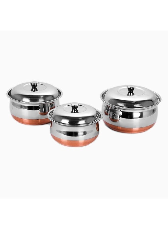 Sumeet Stainless Steel 3 Pieces Handi Pot Set with Copper Base, 1.1 Liters, 1.3 Liters, 1.7 Liters, 3 Piece - Image 1