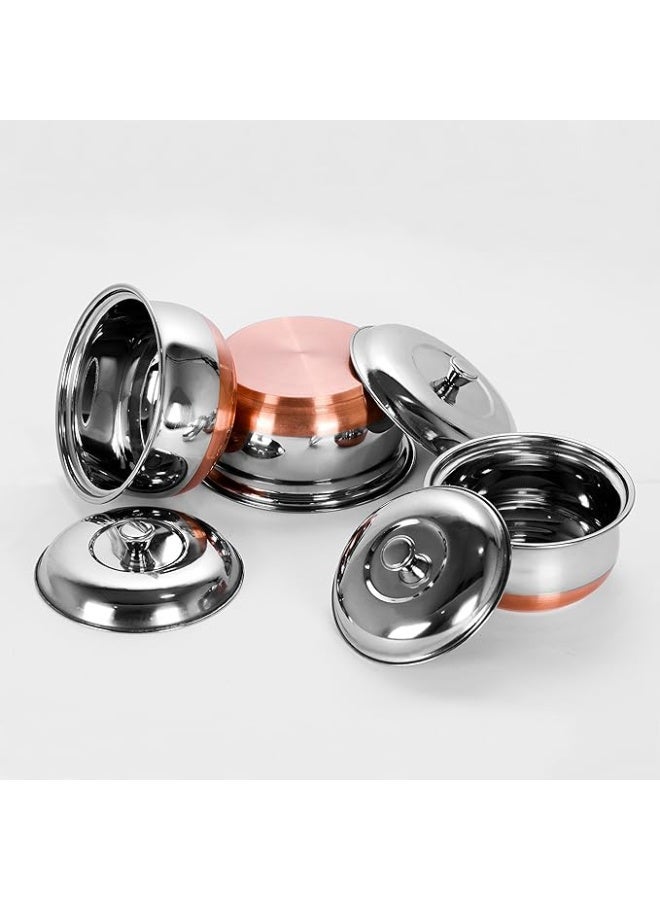 Sumeet Stainless Steel 3 Pieces Handi Pot Set with Copper Base, 1.1 Liters, 1.3 Liters, 1.7 Liters, 3 Piece - Image 3
