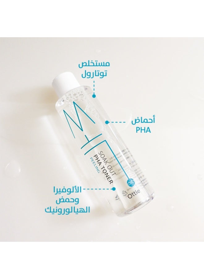 أوتي تونر تقشيري Ottie Soak Out PHA بحجم 210مل | تونر تقشير لطيف | يُجدد البشرة الباهتة والحساسة | عناية كورية - Image 2