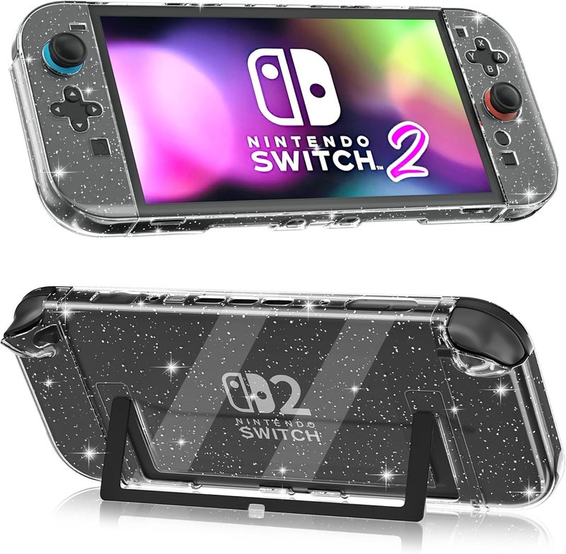 FANPL Dockable Clear Case for Nintendo Switch 2 (2025), Protective Cover for Switch 2 and Joy Con Controller - Strong and Durable, Not Easy to Fall Off (Glitter) - Image 1