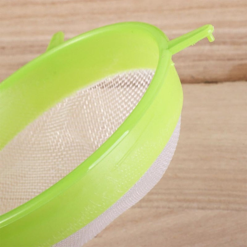 Txuolin 3 Pcs/Set Flour Sifter with Long Handle, Plastic Hangable Flour Colander Powder Filter Strainer Fine Mesh Colander Coffee Filter Tea Strainer, Strainers and Colanders and Food Strainers (Green) - Image 3