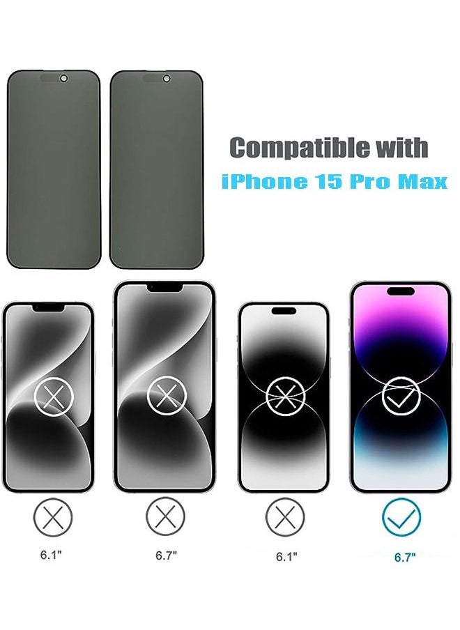 Ocean 2 Pack Privacy Matte Tempered Glass Compatible with iPhone 15 Pro Max Anti-Glare Anti-Spy Screen Protector Film Suit for iPhone 15 Pro Max 6.7 inch Full Coverage Anti-Peeping 9H Hardness  - Image 3