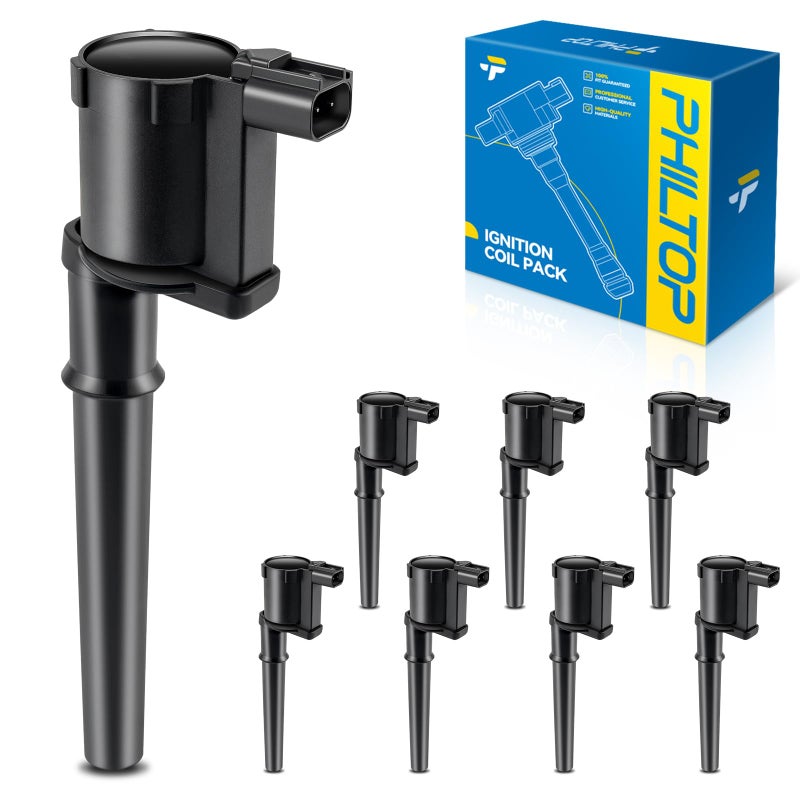 PHILTOP UF191 Ignition Coil Pack Compatible with 19992004 Navigator Base 20072014 Mustang Shelby GT500Shelby GT500KR 20032005 Aviator 19982002 Continental 20032004 Mustan Set of 8