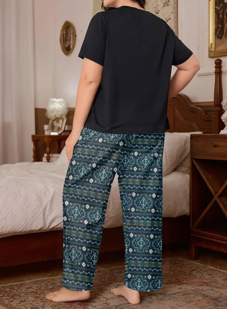 Celary Women’s Cotton Blend Printed Night Suit Set||Soft & Breathable Short Sleeve Top & Ethnic Print Pyjama Set||Also Available in Plus Size||Korean Night Suit||Comfortable Home Wear & Sleepwear - Image 5