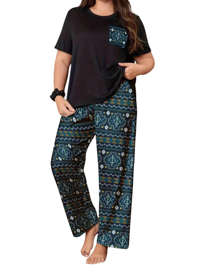 Celary Women’s Cotton Blend Printed Night Suit Set||Soft & Breathable Short Sleeve Top & Ethnic Print Pyjama Set||Also Available in Plus Size||Korean Night Suit||Comfortable Home Wear & Sleepwear - Image 1