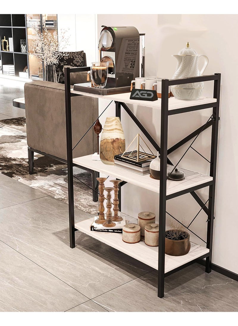 AGD - Coffee Corner Table for Display and Storage, 3 Shelf Wood Side Table with Metal Frame Meets All Your Needs - Brown/Black - Image 1