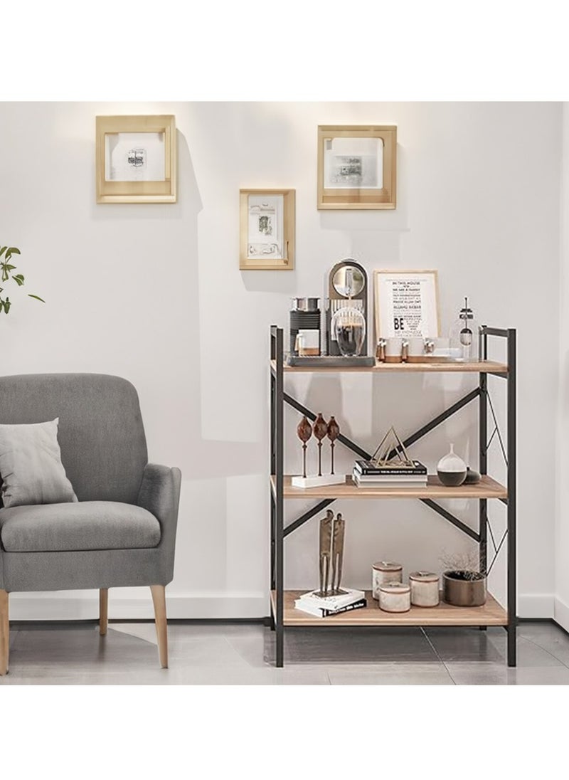 AGD - Coffee Corner Table for Display and Storage, 3 Shelf Wood Side Table with Metal Frame Meets All Your Needs - Brown/Black - Image 1