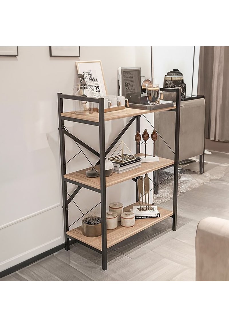 AGD - Coffee Corner Table for Display and Storage, 3 Shelf Wood Side Table with Metal Frame Meets All Your Needs - Brown/Black - Image 1