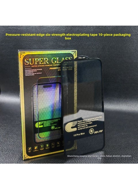 Suitable For Super Large Arc 300C Round Non-scratch Apple 15 14PRO Ultra Clear Anti-static Glue 10 Pieces Package-Color:Pack Of 10 Pieces With Six Pressure-resistant Edges, Electroplating And Dust-proof-Size:Apple 16pro