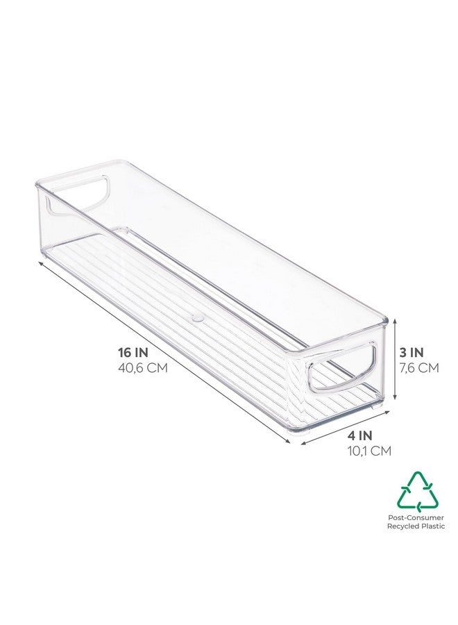 InterDesign IDesign BPA-Free Plastic Pantry and Kitchen Storage, Freezer and Fridge Organizer Bin with Easy Grip Handles - 16" x 4" x 3", Clear - Image 3