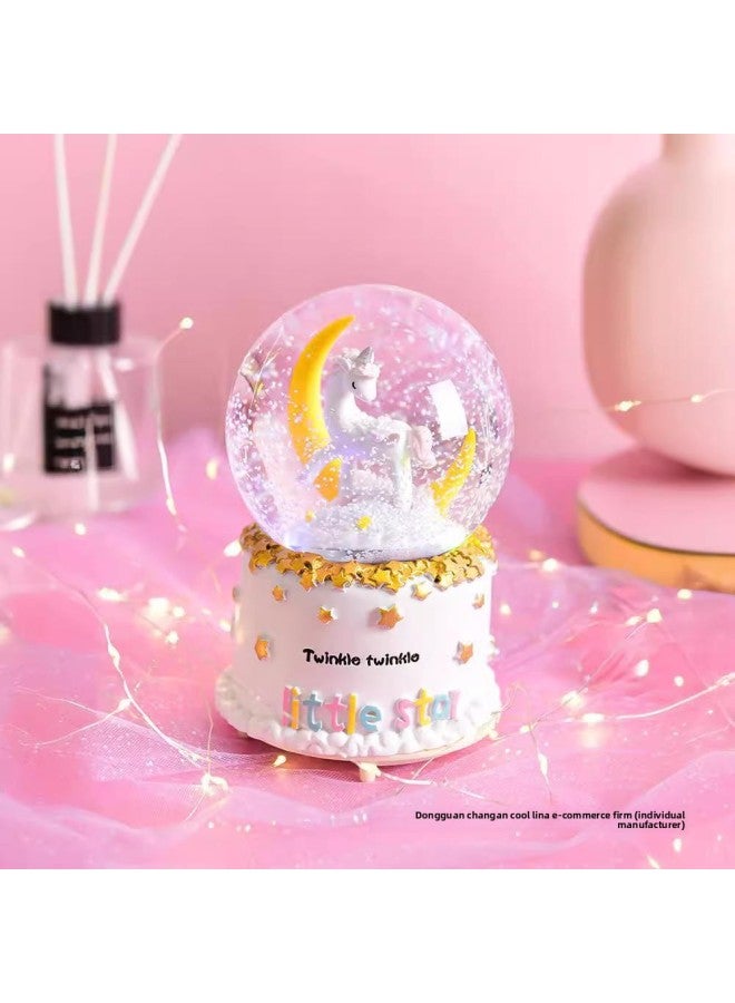 Princess Crystal Ball Snowflake Music Box Music Box Little Girl Children's Birthday Gift Ornaments-Color:Carousel External Rotation-intelligent Voice Control Rotation B Transfer 【extra Large Automat - Image 3
