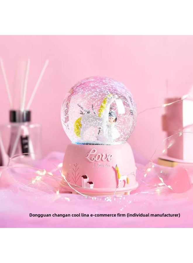 Princess Crystal Ball Snowflake Music Box Music Box Little Girl Children's Birthday Gift Ornaments-Color:Carousel External Rotation-intelligent Voice Control Rotation B Transfer 【extra Large Automat - Image 5