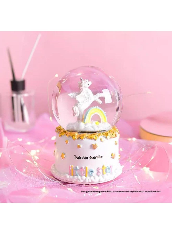Princess Crystal Ball Snowflake Music Box Music Box Little Girl Children's Birthday Gift Ornaments-Color:Carousel External Rotation-intelligent Voice Control Rotation B Transfer 【extra Large Automat - Image 4