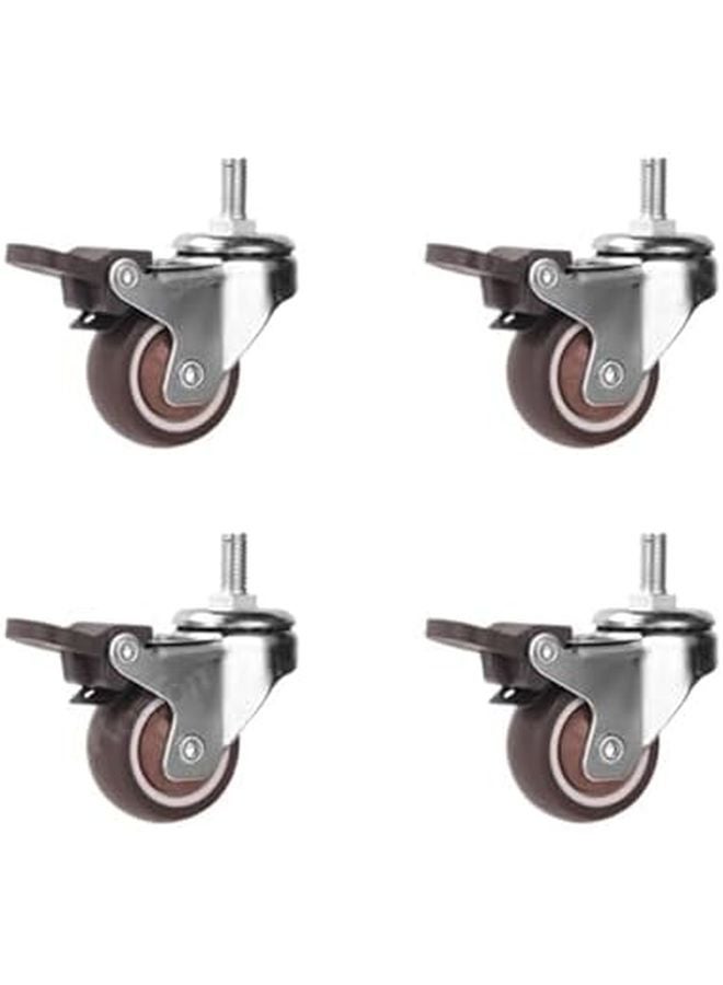 Soft Rubber Swivel Caster Wheels 1.0 Inch with 4 Activity Brake for Furniture Trolley Bed - Image 2