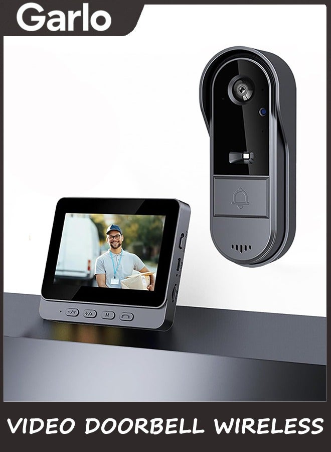 Garlo Video Doorbell Wireless Doorbell Camera 1080P with Screen,Two-Way Audio,170° Vision, 4.3''Screen, IPX65 Waterproof for Outdoor, Video Doorbell No Subscription, No APP, No WiFi - Image 1