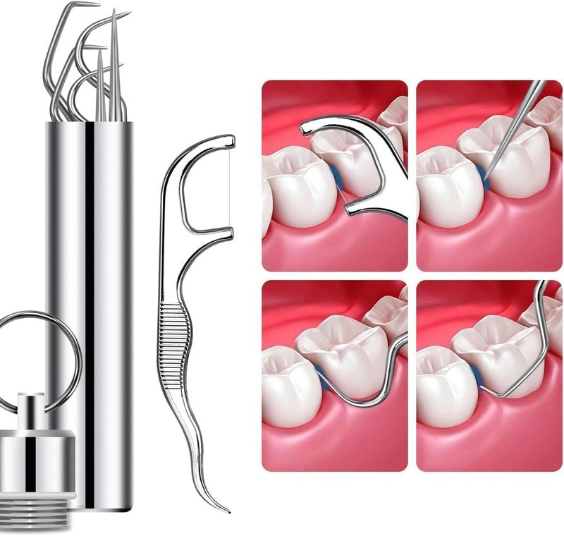 DORPUT 7-in-1 Teeth Cleaning Kit - Dental Floss Picks, Toothpicks & Stainless Steel Tools with Case - Portable Oral Care Set for Braces, Clean Teeth & Fresh Breath - Image 2