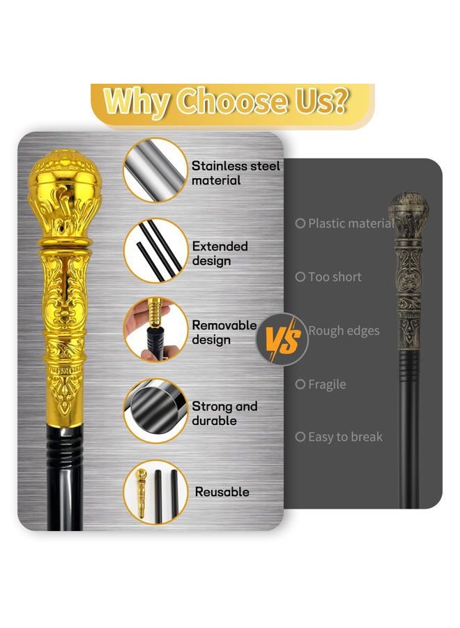 gagift world Costume Cane, 42" Metal Prop Stick with Antique Gold Plastic Handle Cosplay Accessories for Halloween Dress-up Party, Suit for All Ages (Gold) - Image 3