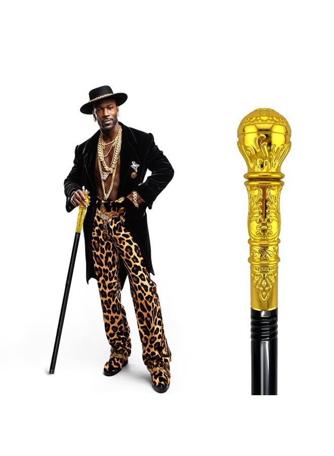 gagift world Costume Cane, 42" Metal Prop Stick with Antique Gold Plastic Handle Cosplay Accessories for Halloween Dress-up Party, Suit for All Ages (Gold) - Image 1
