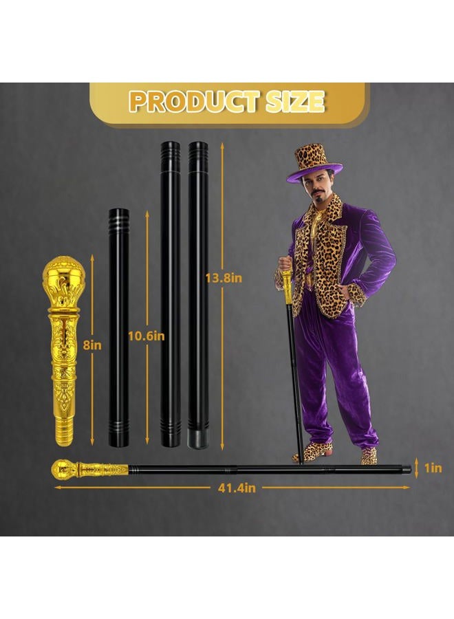 gagift world Costume Cane, 42" Metal Prop Stick with Antique Gold Plastic Handle Cosplay Accessories for Halloween Dress-up Party, Suit for All Ages (Gold) - Image 4