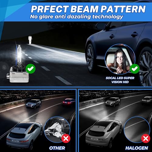 SOCAL-LED LIGHTING D8S 35W Xenon HID Headlight Bulbs - 6000K Crystal White - 66548 66549 12411C1 OEM High Low Beam Direct Replacement - Pack of 2 - Image 4