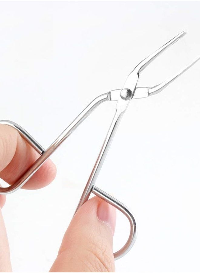 Happyupcity Stainless Steel Professional Eyebrow Tweezers with Scissor Handle Straight Tweezers Tip Personal Daily Beauty Care Tools Trimming Nose Hair Plucker Clip Nipper  - Image 2