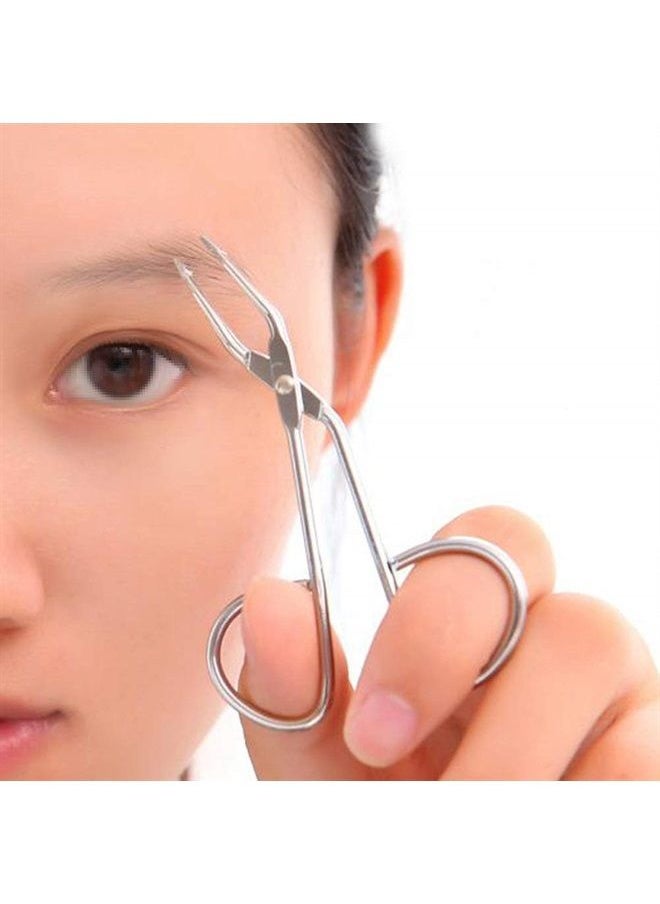 Happyupcity Stainless Steel Professional Eyebrow Tweezers with Scissor Handle Straight Tweezers Tip Personal Daily Beauty Care Tools Trimming Nose Hair Plucker Clip Nipper  - Image 4