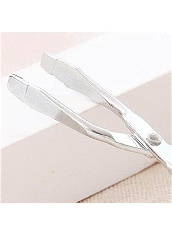 Happyupcity Stainless Steel Professional Eyebrow Tweezers with Scissor Handle Straight Tweezers Tip Personal Daily Beauty Care Tools Trimming Nose Hair Plucker Clip Nipper  - Image 3