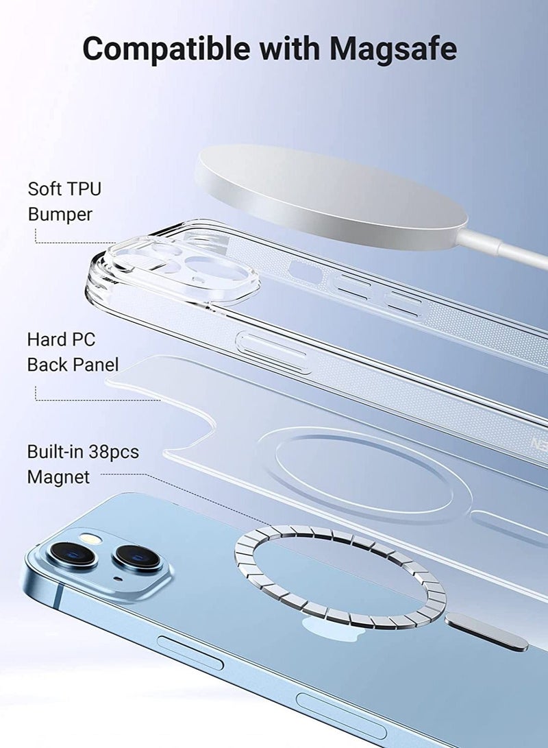 MUNTAQI iPhone 14 Plus Case with Magsafe Magnetic Wireless Charging Compatible Transparent Cover Clear - Image 4