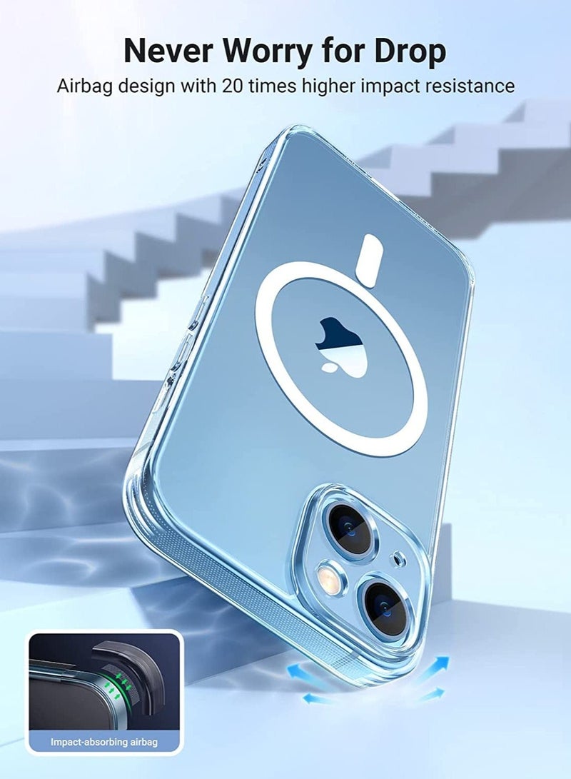 MUNTAQI iPhone 14 Plus Case with Magsafe Magnetic Wireless Charging Compatible Transparent Cover Clear - Image 2