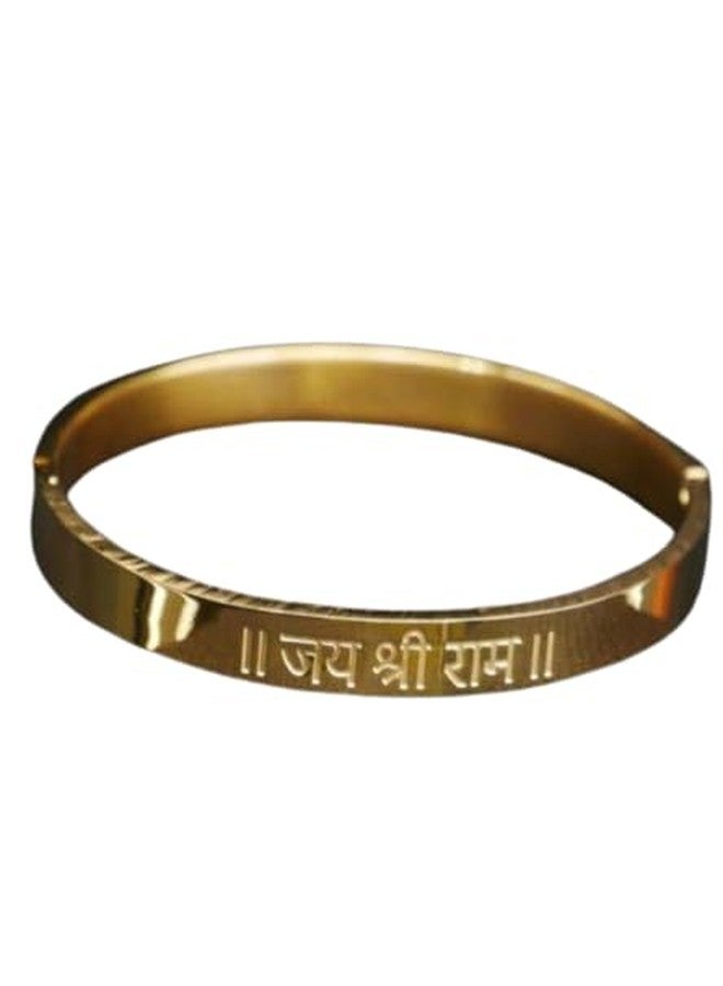 Bauble Cluster Anti Tarnish 18k Gold Plated Jai Shree Ram Bangle Bracelet For Boys/Stainless Steel Kada For Men's/Gifts For Boys/Men's Kada Gold Plated Bracelet (Pack of 1) - Image 1