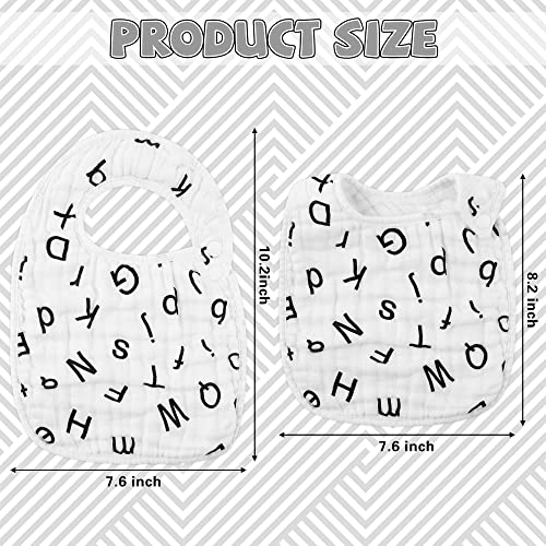 Zainpe 6Pcs Snap Muslin Cotton Bibs for Baby Love Heart Milk Letter Pattern Bib with 6 Absorbent Soft Layers, Machine Washable Burp Cloths for Infants Newborns Toddlers Drooling Feeding and Teething - Image 2
