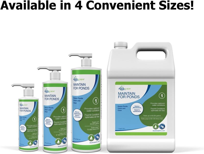 Aquascape MAINTAIN Water Treatment for Koi and Fish Ponds Easy To Use Powerful Blend of Beneficial Bacteria Phosphate Binder Flocculent and Detoxifier 1 gallon  378 L  96060 - Image 3