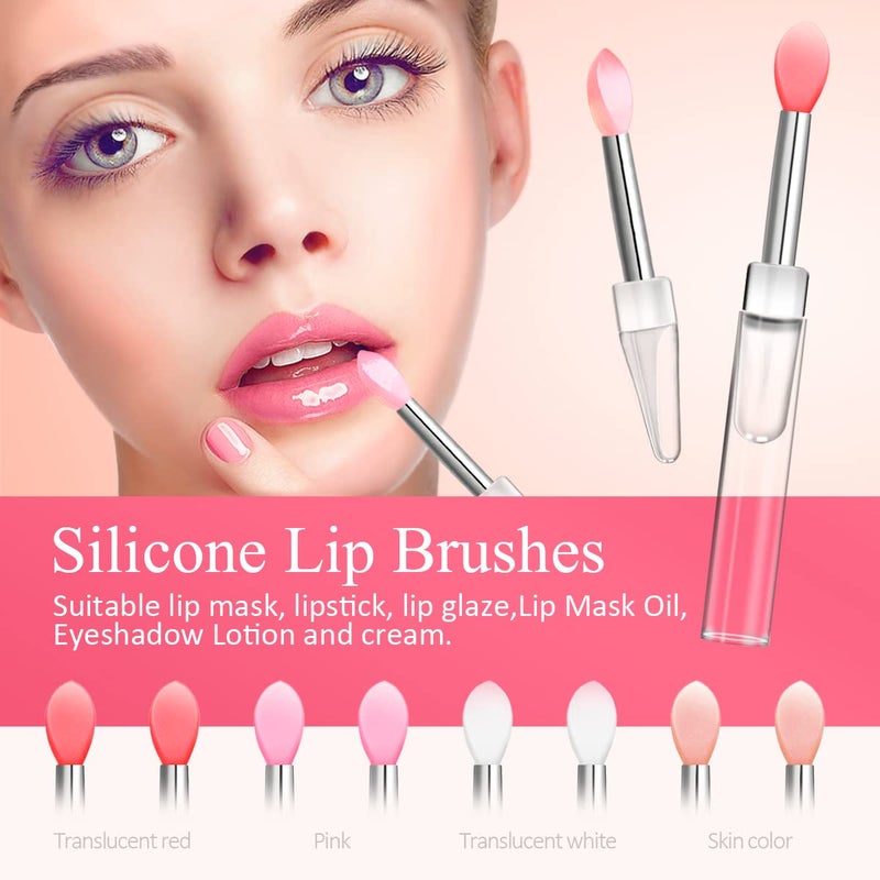 ROFROX Silicone Lip Brushes Tool, Lipstick Applicator Brushes with Caps for Makeup Beauty Brushes, Eyeshadow Lip Brush for Applying Mask Oil, Lipstick Lip Gloss, 8pcs/box Multi-colored - Image 2