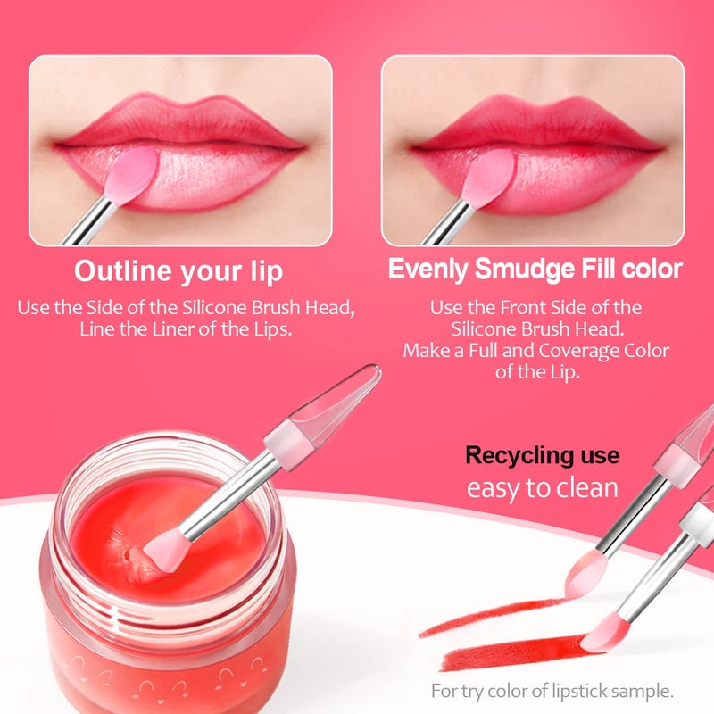 ROFROX Silicone Lip Brushes Tool, Lipstick Applicator Brushes with Caps for Makeup Beauty Brushes, Eyeshadow Lip Brush for Applying Mask Oil, Lipstick Lip Gloss, 8pcs/box Multi-colored - Image 4